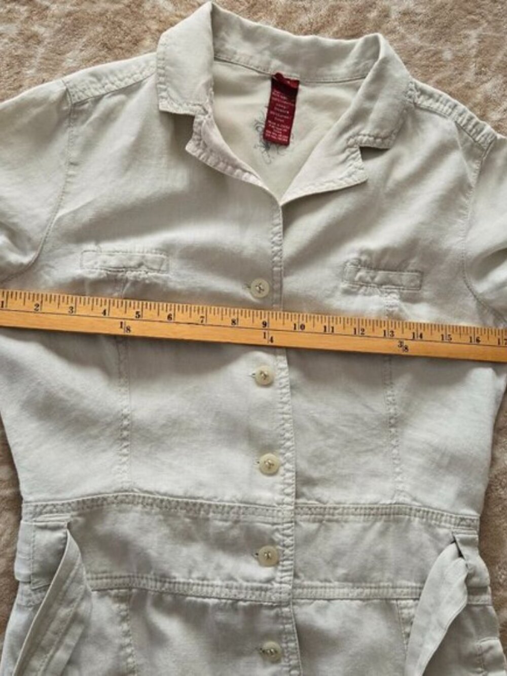 Olsen Europe Linen Button‑Front Shirtdress - US 4 - Oatmeal - Picture 7 of 9